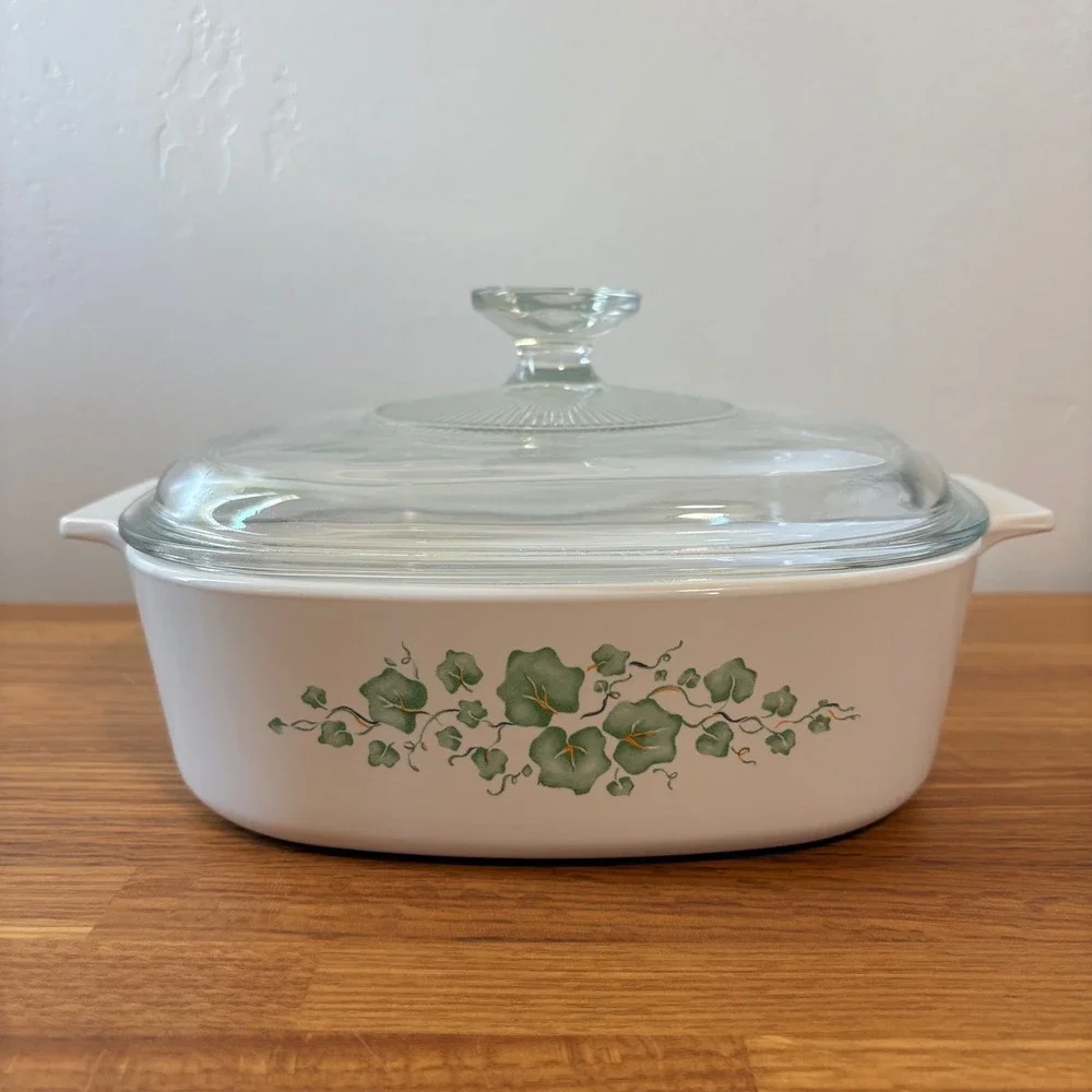Corning Ware Casserole Dish A-2-B Callaway Ivy 2L White Green 8in‎ Square & Lid